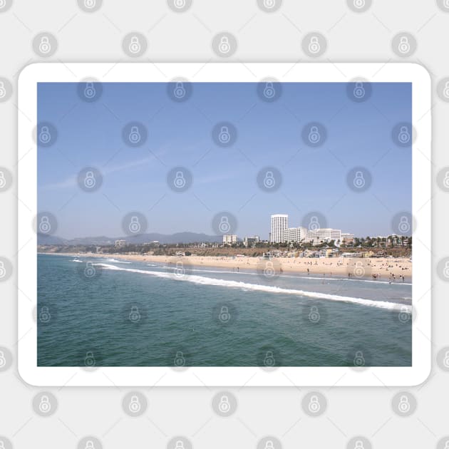 Golden Shores: Santa Monica Beach Radiance Sticker by Christine aka stine1